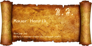 Mauer Henrik névjegykártya